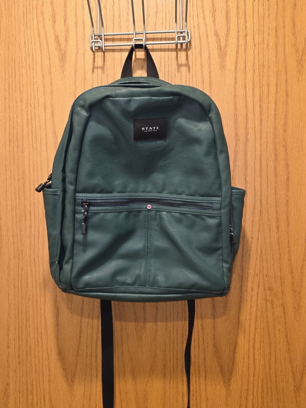 STATE Teal Green Leatherette Backpack with Front Zip Pocket